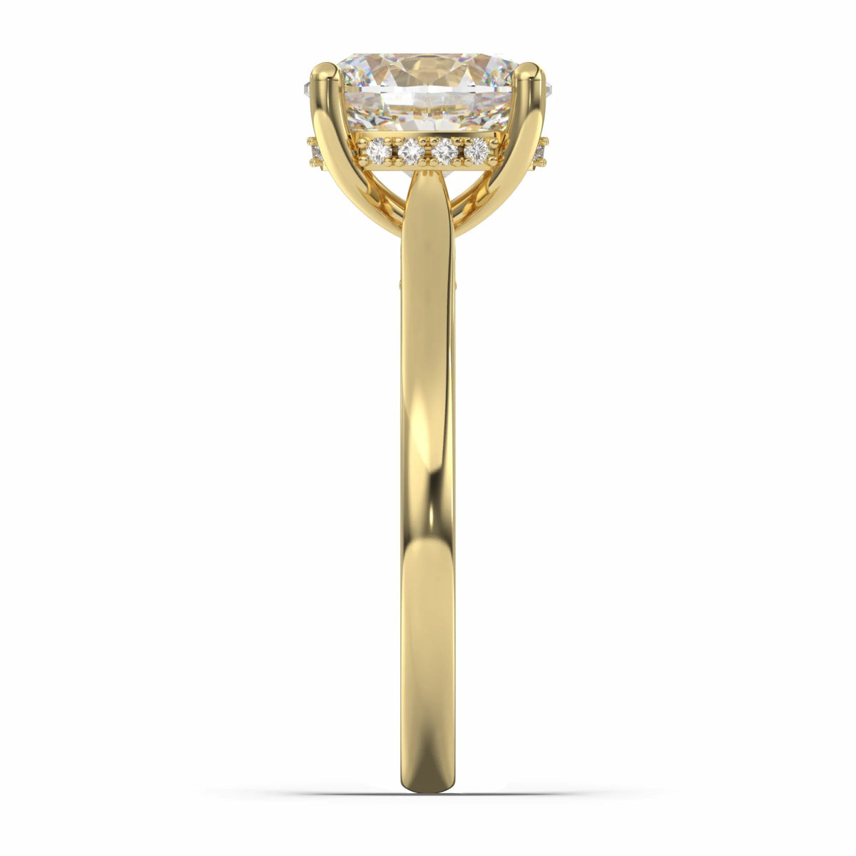 18K Yellow Gold Classic Hidden Halo Oval Cut Lab Grown Diamond Engagement Ring 1.0 - 2.0ct - Triple