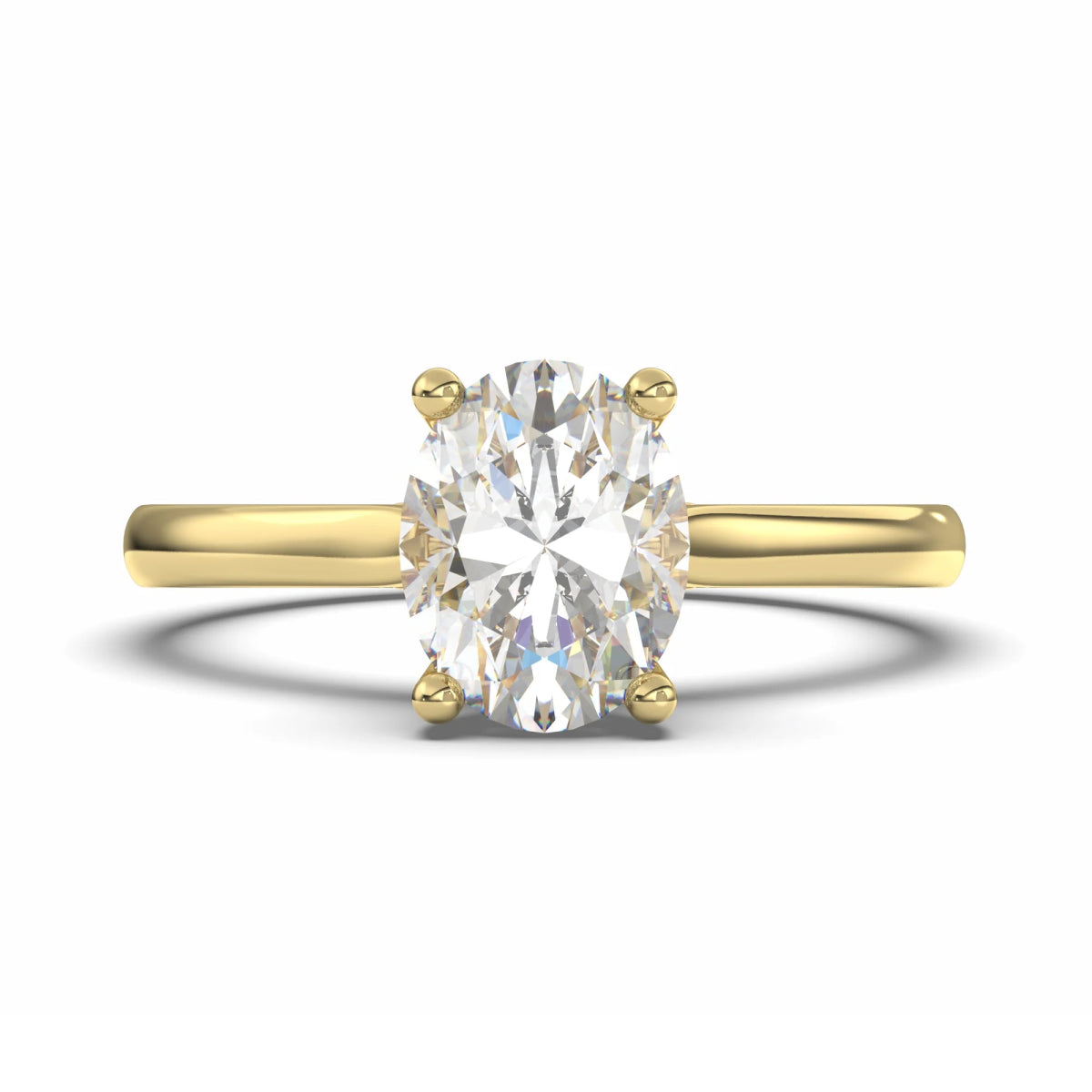 18K Yellow Gold Classic Hidden Halo Oval Cut Lab Grown Diamond Engagement Ring 1.0 - 2.0ct - Triple