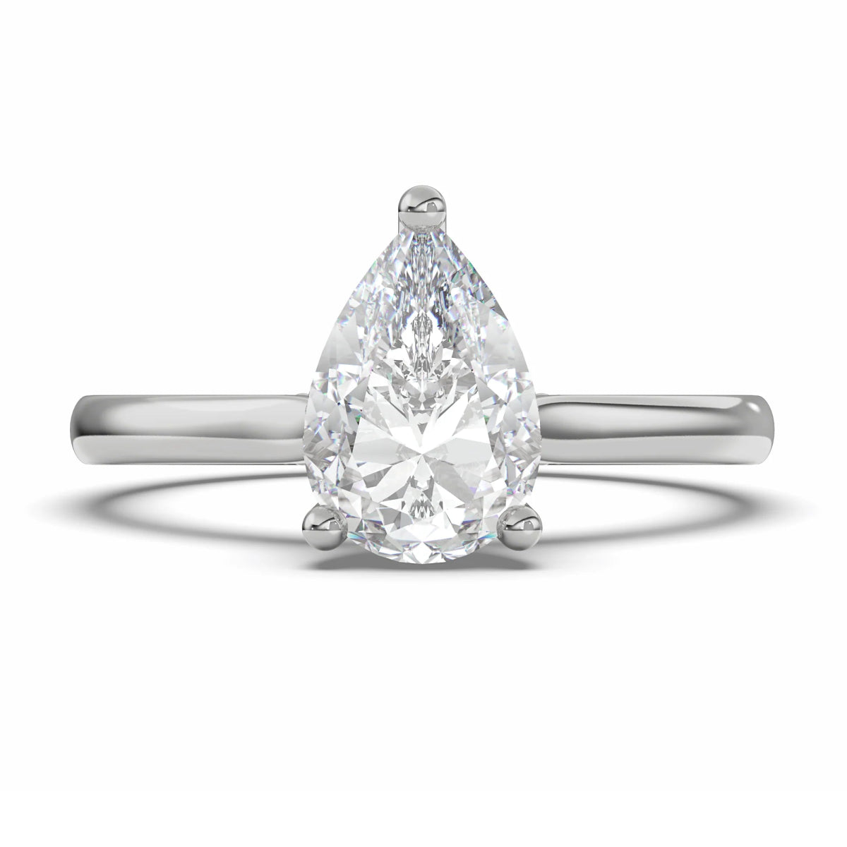 18K Yellow Gold Classic Hidden Halo Pear Cut Lab Grown Diamond Engagement Ring - 1.0 - 2.0ct - Triple