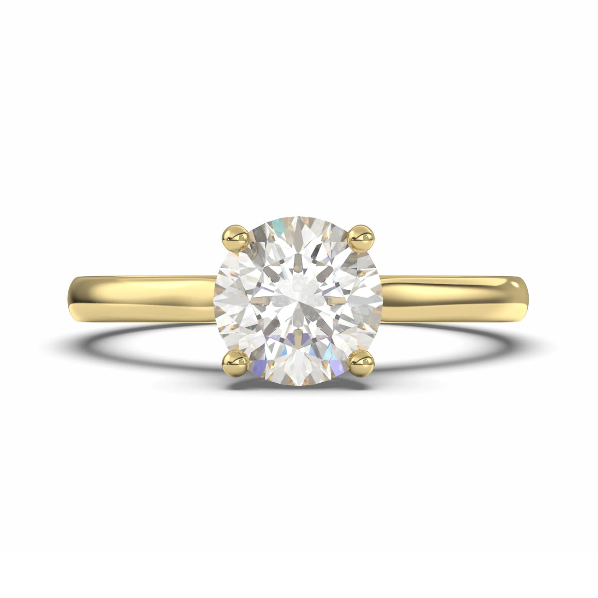 18K Yellow Gold Classic Hidden Halo Round Lab Grown Diamond Engagement Ring 1.0 - 2.0ct - Triple