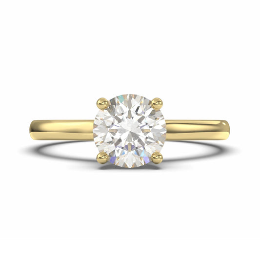 18K Yellow Gold Classic Hidden Halo Round Lab Grown Diamond Engagement Ring 1.0 - 2.0ct - Triple