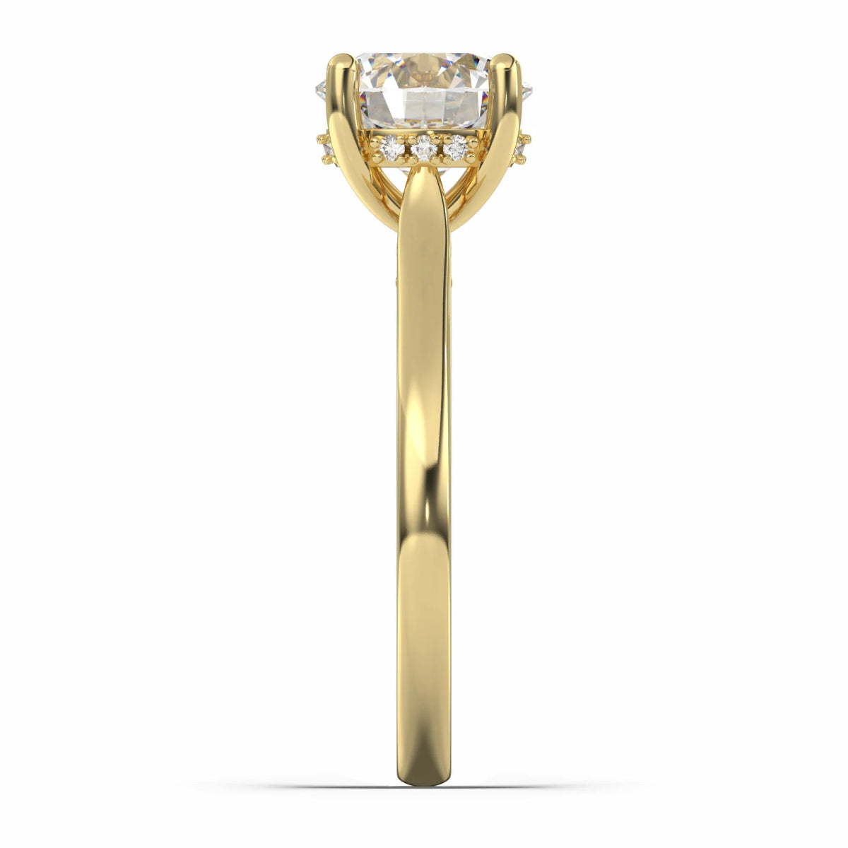 18K Yellow Gold Classic Hidden Halo Round Lab Grown Diamond Engagement Ring 1.0 - 2.0ct - Triple