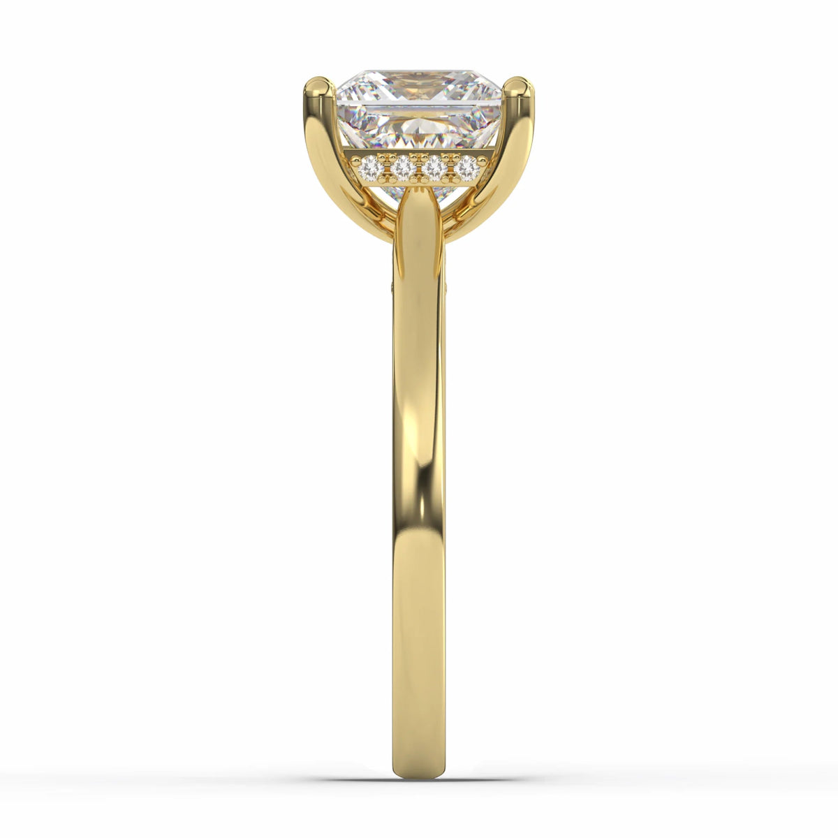 18K Yellow Gold Classic Princess Cut Lab Grown Diamond Hidden Halo Engagement Ring 1.0 - 2.0ct - Triple