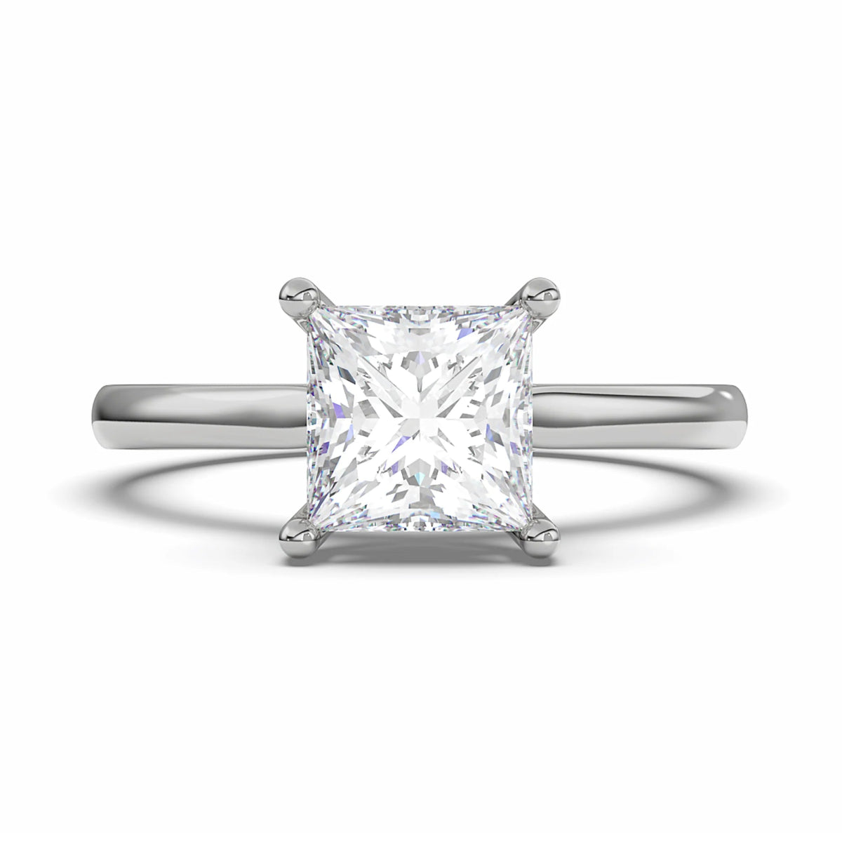 18K Yellow Gold Classic Princess Cut Lab Grown Diamond Hidden Halo Engagement Ring 1.0 - 2.0ct - Triple