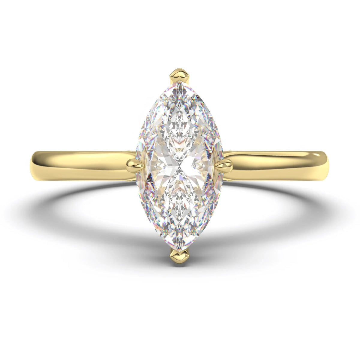 18K Yellow Gold Classica Marquise Cut Lab Grown Diamond Engagement Ring 1.0 - 2.0ct - Triple