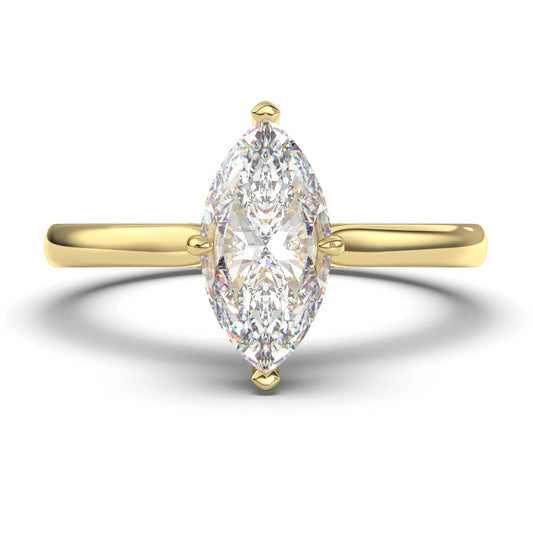 18K Yellow Gold Classica Marquise Cut Lab Grown Diamond Engagement Ring 1.0 - 2.0ct - Triple