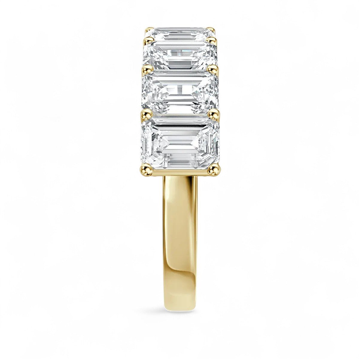 18K Yellow Gold Emerald Cut Lab Grown Diamond 9 Stone Half Eternity Ring 1.0 - 2.0ct - Triple