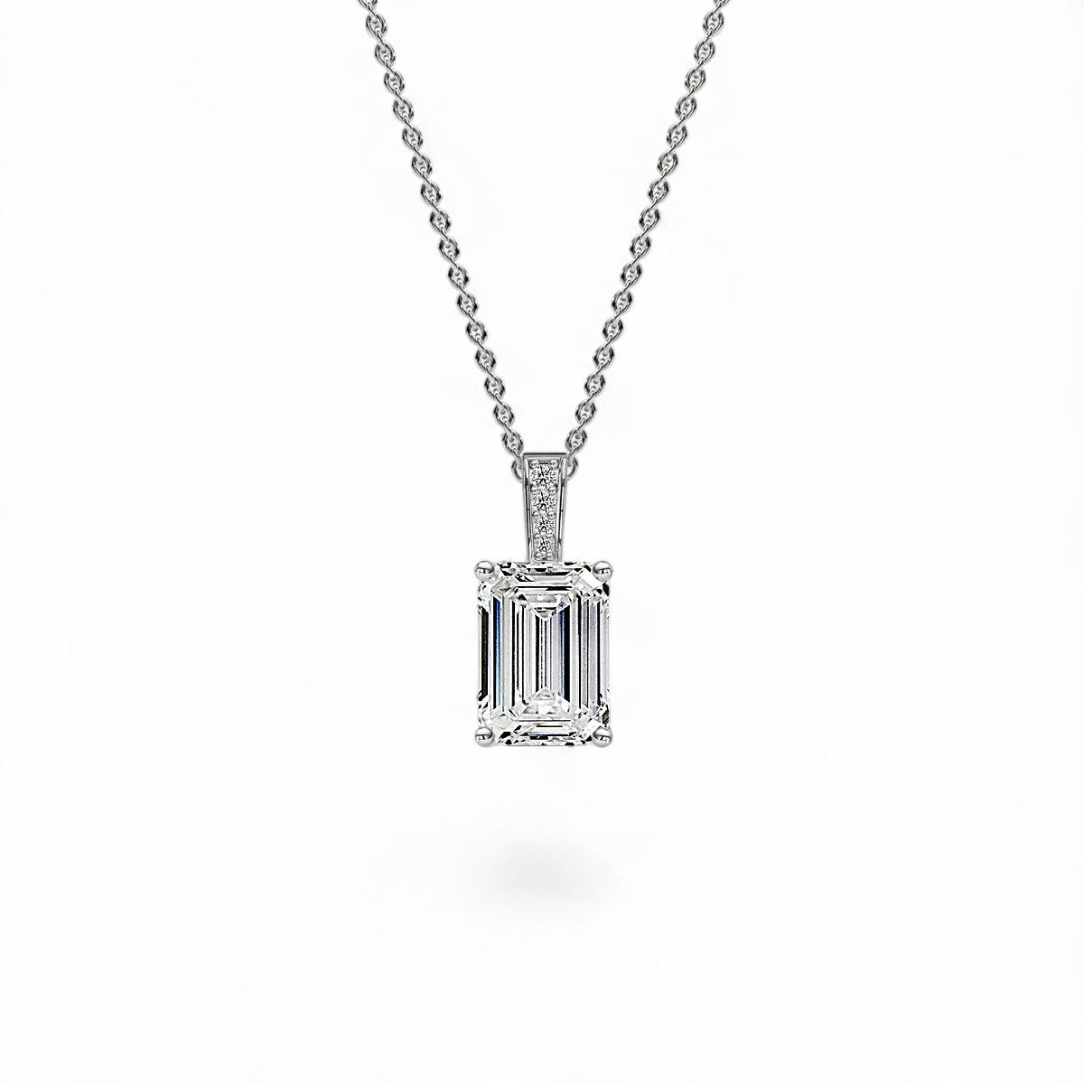 18K Yellow Gold Emerald Cut Lab Grown Diamond Pendant Necklace 1.0 - 3.0ct - Triple