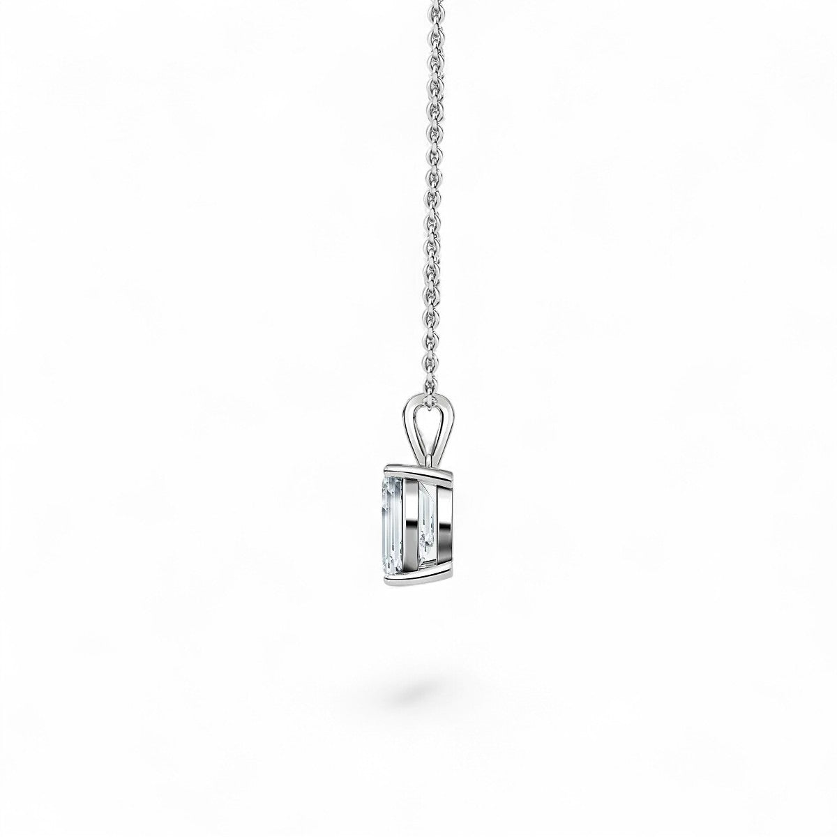18K Yellow Gold Emerald Cut Lab Grown Diamond Pendant Necklace 1.0 - 3.0ct - Triple
