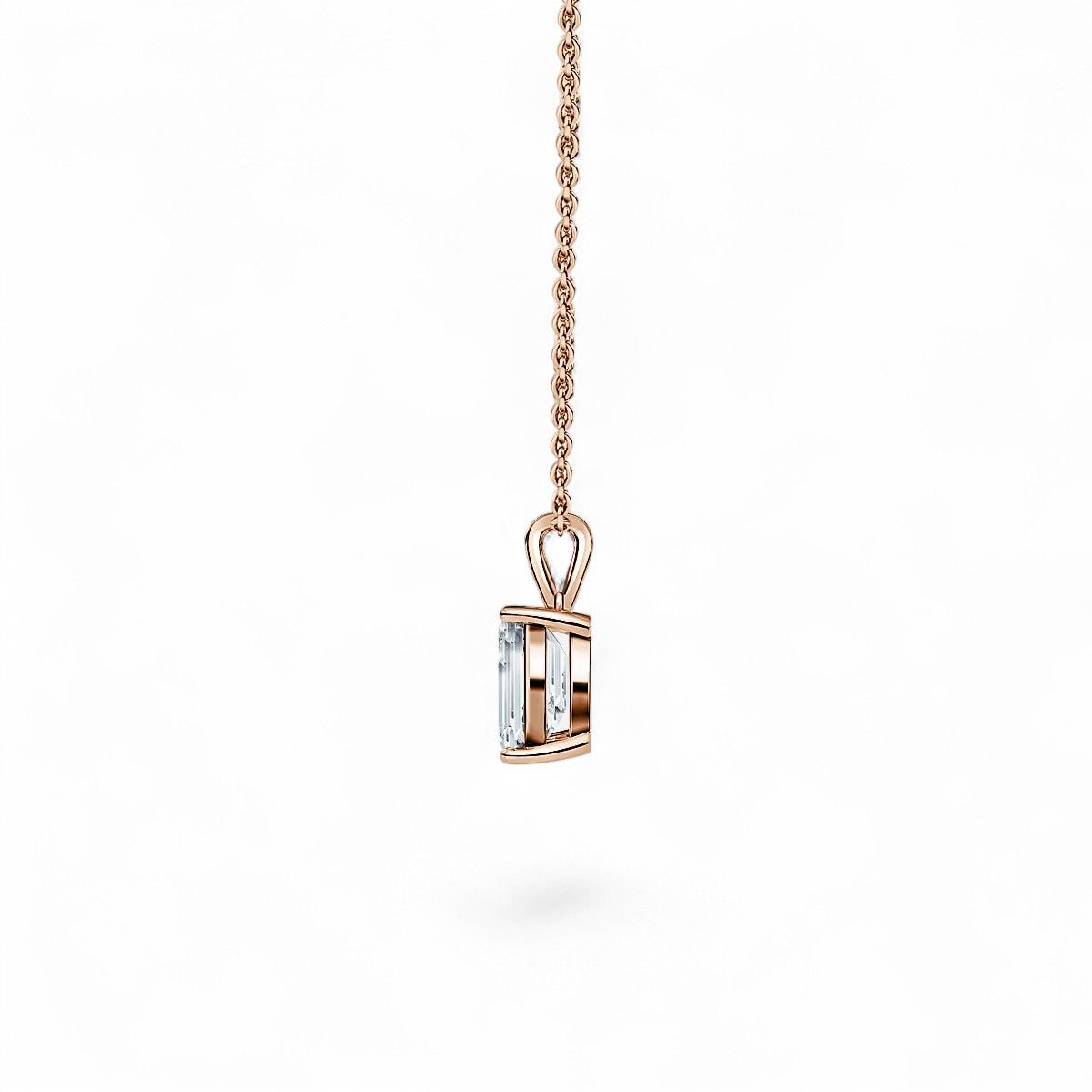 18K Yellow Gold Emerald Cut Lab Grown Diamond Pendant Necklace 1.0 - 3.0ct - Triple