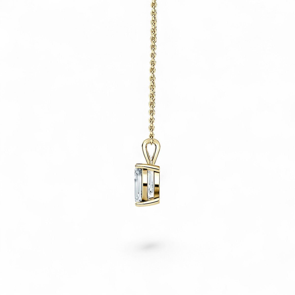 18K Yellow Gold Emerald Cut Lab Grown Diamond Pendant Necklace 1.0 - 3.0ct - Triple