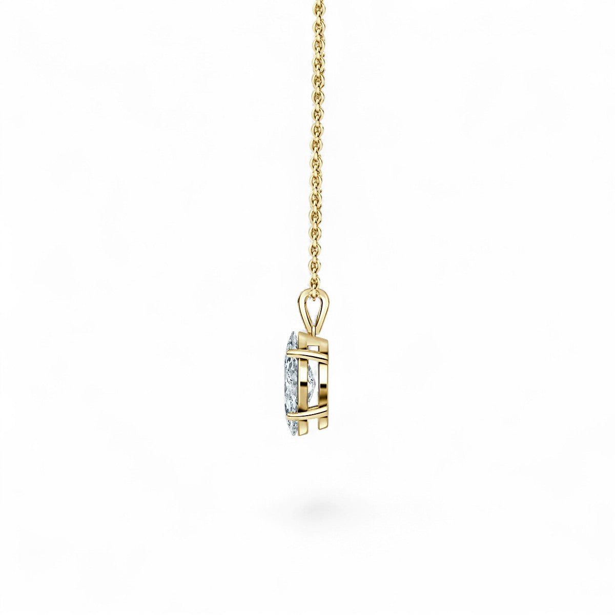 18K Yellow Gold Marquise Cut Lab Grown Diamond Pendant Necklace 1.0 - 3.0ct - Triple