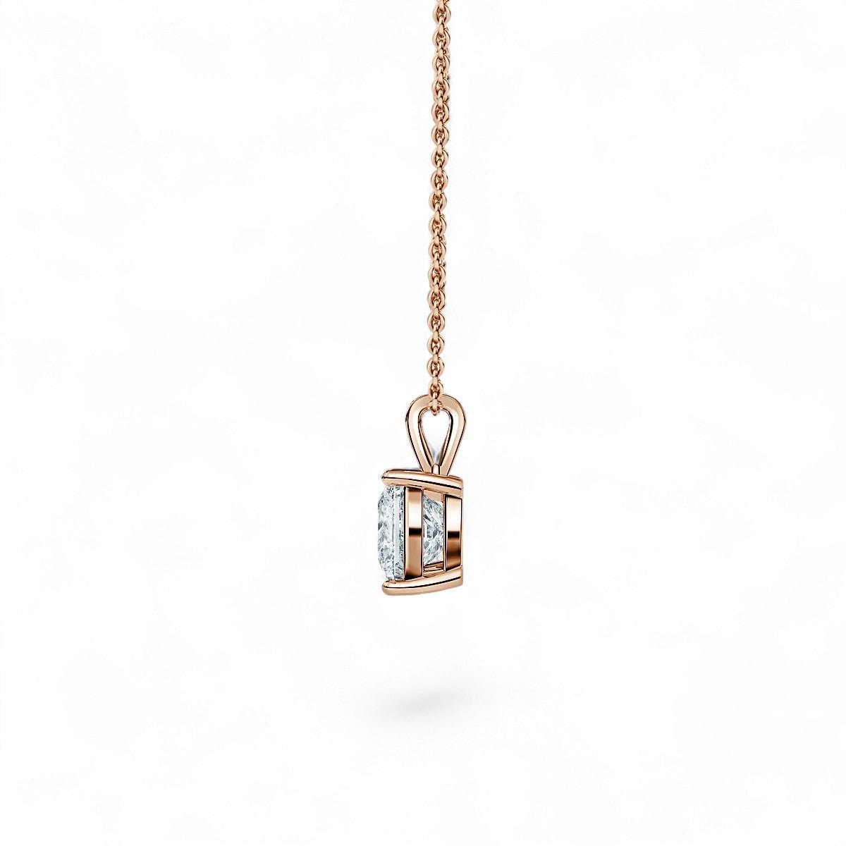 18K Yellow Gold Princess Cut Lab Grown Diamond Pendant Necklace 1.0 - 3.0ct - Triple