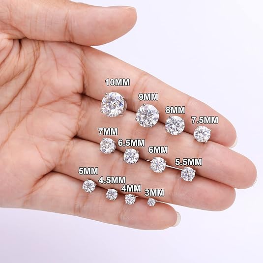 18K White Gold 4 Prong Lab Grown Diamond Stud Earrings 1.0-3.0ct